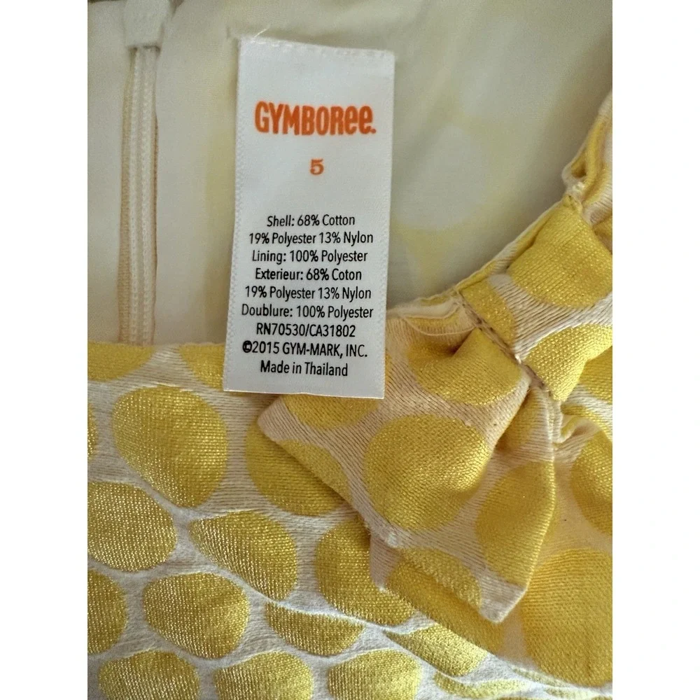 Gymboree Marina Party Line Sunshine Yellow Jacquard Dot Dress 2015 Girls Sz‎ 5